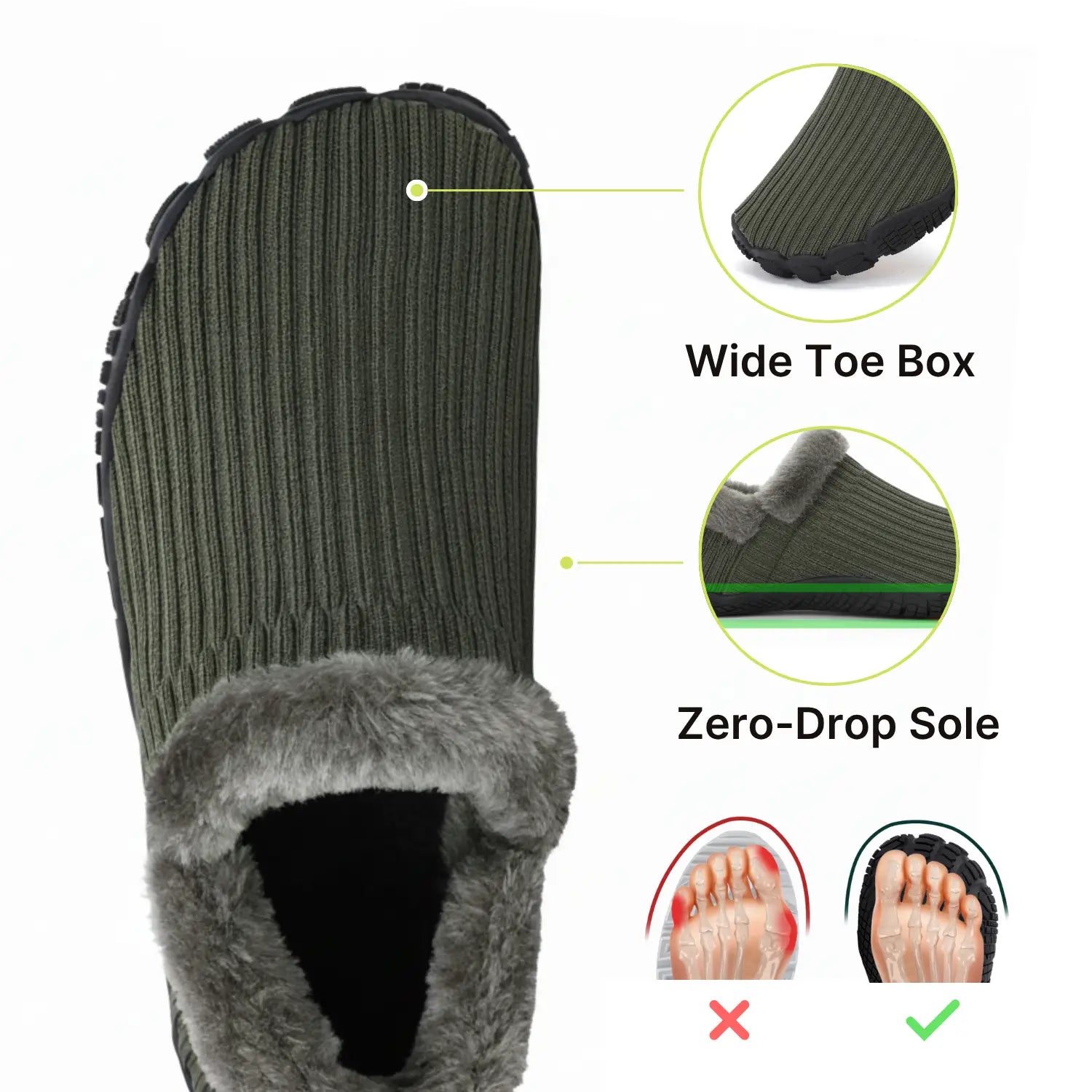 Hommies– Cosy Fleece-Lined Barefoot Slippers with Non-Slip Sole for Indoor & Outdoor Use (Unisex)