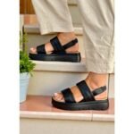 Sadie: Women's Strap Flatform Sandals - Black - Image 2