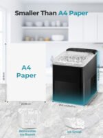 Ice Maker Machine Countertop, 14KG Ice Cube Maker with Self-Cleaning Function, 9 Cubes in 5 Mins, 2 Bullet Ice Sizes, Portable Ice Machine with Ice Scoop & Basket (Black) - Image 4