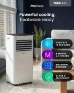 7,000 BTU 4-in-1 Portable Air Conditioner — Cooling, Dehumidifier, Fan & Sleep Mode, 24hr Timer, Remote Control, Dual Window Kit - Image 3