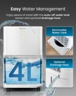 20L Dehumidifier with WiFi, Smart App Control, Auto Humidity Sensor, 24-Hour Timer, Laundry Drying Function White - Image 3