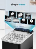 Ice Maker Machine Countertop, 14KG Ice Cube Maker with Self-Cleaning Function, 9 Cubes in 5 Mins, 2 Bullet Ice Sizes, Portable Ice Machine with Ice Scoop & Basket (Black) - Image 7