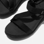 Women F-MODE Go Adjustable Webbing Z-Strap Sandals - Black - Image 4