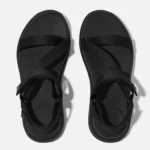 Women F-MODE Go Adjustable Webbing Z-Strap Sandals - Black - Image 2
