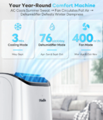 14,000 BTU 3-in-1 Portable Air Conditioner — Cools Up to 65m², Auto-Evaporation, Low Noise, Remote Control - Image 5