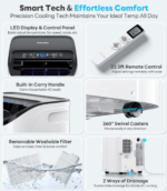 14,000 BTU 3-in-1 Portable Air Conditioner — Cools Up to 65m², Auto-Evaporation, Low Noise, Remote Control - Image 7