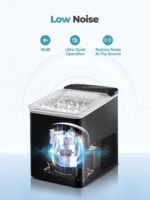 Ice Maker Machine Countertop, 14KG Ice Cube Maker with Self-Cleaning Function, 9 Cubes in 5 Mins, 2 Bullet Ice Sizes, Portable Ice Machine with Ice Scoop & Basket (Black) - Image 8
