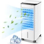 3-in-1 Bladeless Tower Fan with 4L Water Tank & Ice Crystal Packs — 3 Speeds, 3 Wind Modes, 7-Hour Timer, Remote Control, Wheels - Image 2